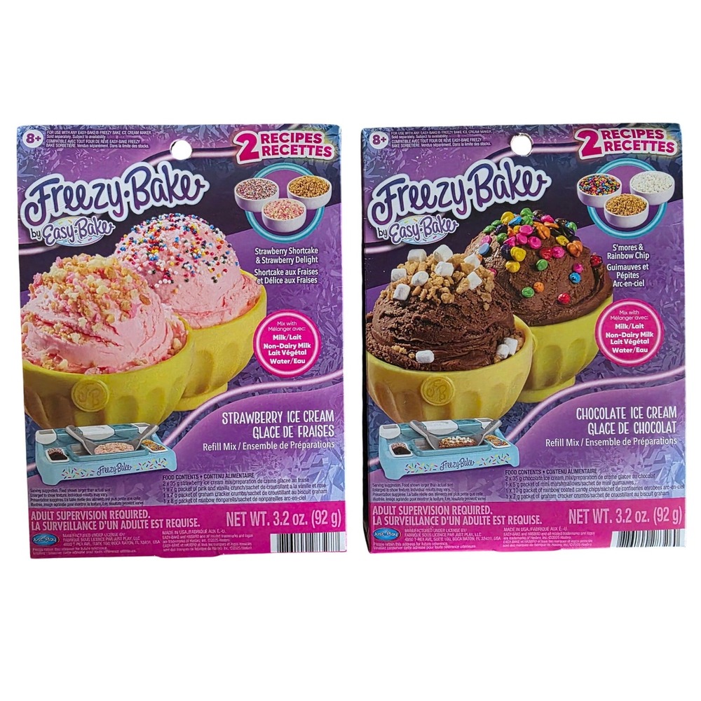 Easy-Bake Freezy Bake Ice Cream Refill Mix Bundle Strawberry & Chocolate 2 Pack - Picture 2 of 6